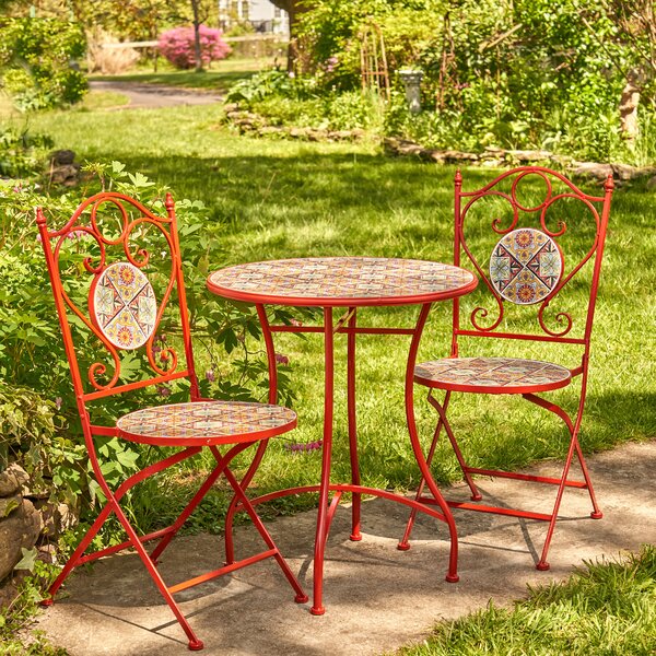 Mosaic garden table discount and 2 chairs